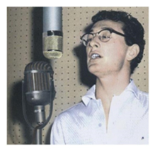 picture of Buddy Holly at Norman Petty's studio in Clovis, New Mexico